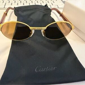 Cartier Gold Frame Sunglasses with Brown Lenses